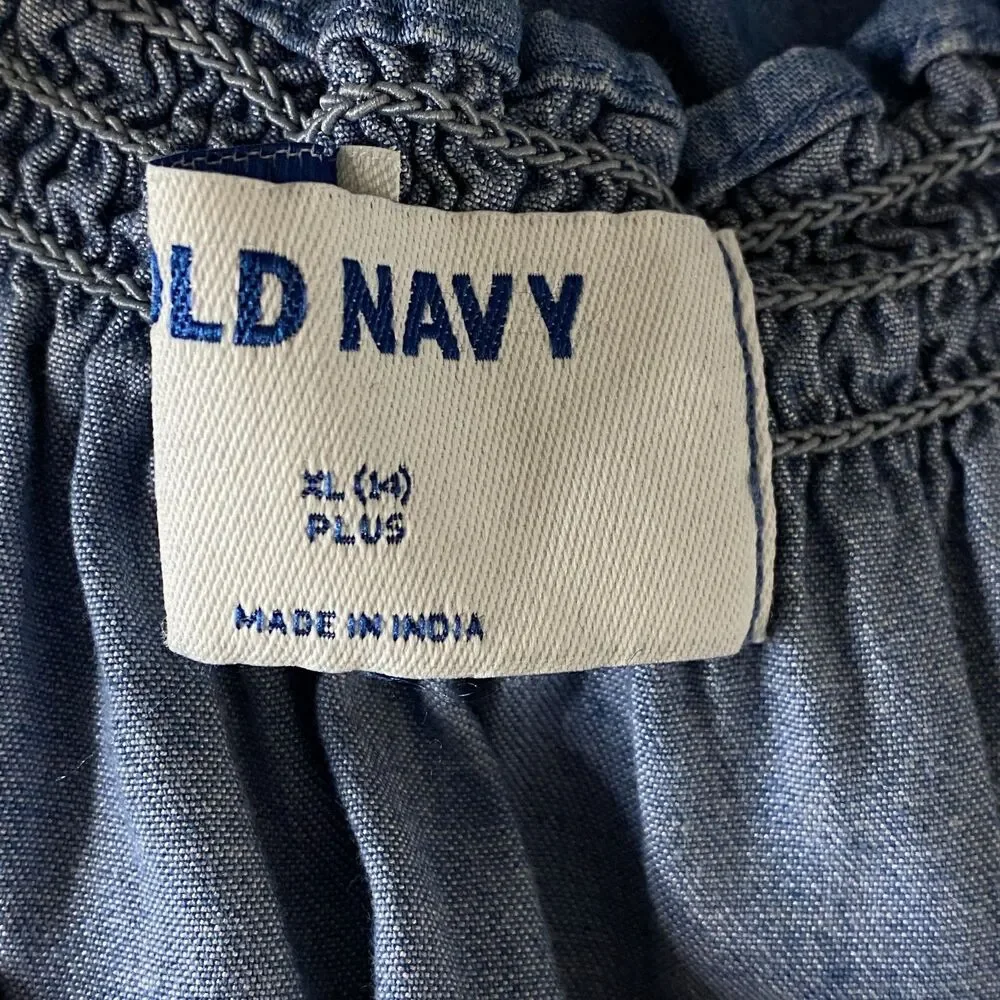 Old Navy Flutter-Sleeve Chambray Jumpsuit Girl's Size 14 Plus